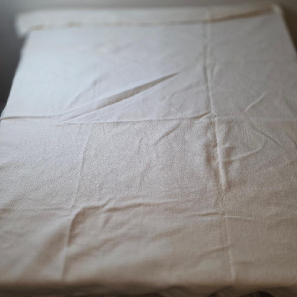 Vtg Esmond Satin Edge Cream Acrylic/cotton blend Blanket Off White Retro 64x70